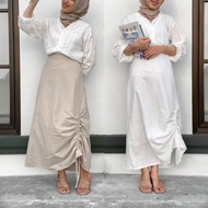 RE@DIY Shofia Skirt - Rok Serut Linen pakai Furing - ada Saku - Maxi