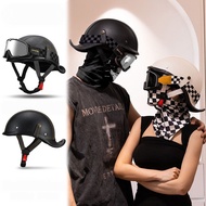Motorcycle Helmet Retro Leather Half Helmet Helmet Open Type Scoop Helmet Motorcycle Prince Helmet M