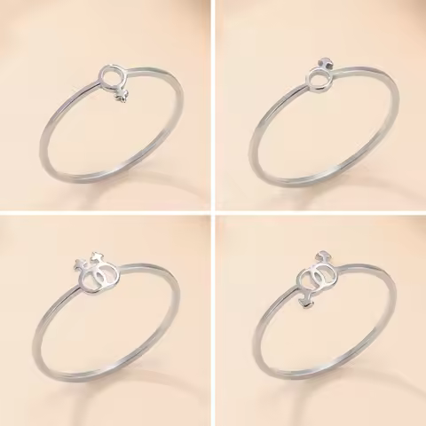 Gender Symbol Rings for Women Men Gay Lesbian Hetero Female Male Couple Finger Ring Stainless Steel 