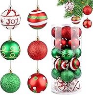 60 mm Advent Wreath Decorative Red Green White 24 Christmas Baubles Nostalgic Unusual Christmas Tree