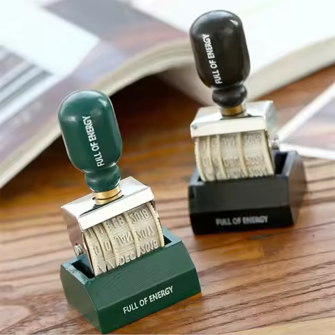 Vintage Date Digital postmark Stamp Decoration Wooden Handle Rotating Stamp Scrapbooking DIY Craft S