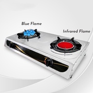 Gadgetbin 2in1 Hybrid 2.7KW Double Burner Gas Stove 8 Jet Steel Cooker Flame Desktop stove Dapur Gas
