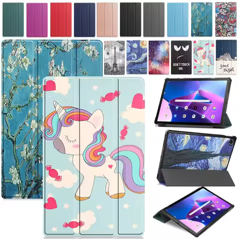 Leather Case for Lenovo Tab M10 FHD Plus 3rd 2nd Gen HD 10.1 10.6 Inch X306F X505F Kids Unicorn Fold