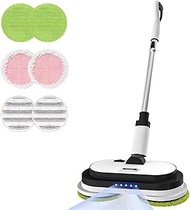 Cordless Electric Mop, Floor Cleaner with LED Headlight &amp; Water Sprayer, Up to 60 mins Detachable Battery, Dual-Motor Powerful Spin Mop with 300ML Water Tank for Multi-Surface, Self-Propelled