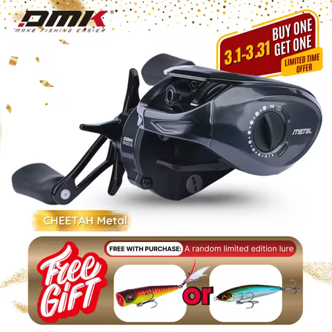 DMK Cheetah Metal Smart DC Baitcasting Reel - 8.5:1, Anti-Backlash Shallow&Universal Reel for Mandar