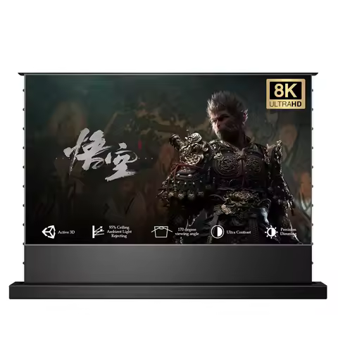 YuTong alr projector screen 72inch~120inch pet crystal Motorized Floor Rising projector Screen for u