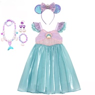 Little Mermaid Dress Girl Ariel Princess Dress Kids Halloween Fancy Costume