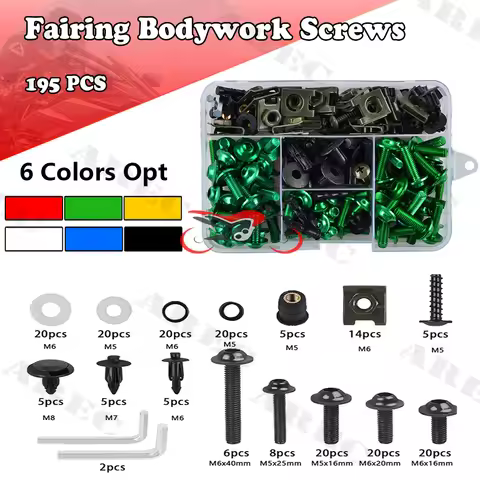 For Yamaha FJR1300 FJR FJ R1300 XJR 1300 FJ09 09 195Pcs Motorcycle Accessories Aluminum Fairing Bolt