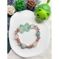 🐾 Green Angel Larimar & White Phantom - Ribbon - Crystal Bracelet