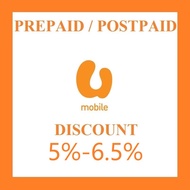 Umobile U Mobile Topup & Bill Payment 5% - 6.5% RM10 RM20 RM30 RM40 RM50 RM60 RM70
