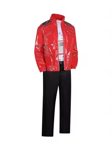 Men Cosplay Michael Jackson Costume Red Zipper Michael Jackson MJ Beat It Costumes Jacket for Impers
