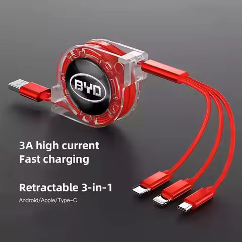 3 In 1 Micro USB Type C Charging Cable Multi Charger For BYD Tang F3 E6 Atto3 Yuan Plus Song Max F0 