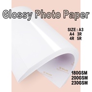 Photo Paper Glossy 3R 4R 5R A4 A3 Professional 180/200/230gsm Photo Paper A4 Size 20sheets