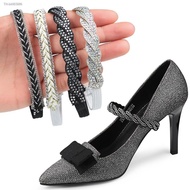 ☽☌ Women Shoelaces for High Heels Adjustable Ankle Shoe Belt Holding Bundle Shoe Laces Tie Straps Band Elastic Rhinestone Shoelace