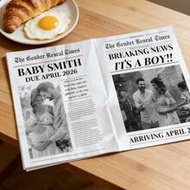 1pc Customized Wedding Newspaper Poster, Personalized Photo And Text Printing, Save The Date Announc