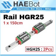 MESIN [HAEBOT] Set Rail HGR25 HGR 25 1x150cm Rail Linear Guide Shaft 25mm CNC Laser as Stainless 1 x