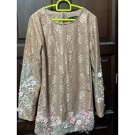 PRELOVED BAJU KURUNG KAIN ORGANZA CHOCOLATE SIZE S