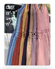 ชุดเดรสผ้าลินิน ถักโครเชต์ช่วงบนหลายเฉดสี (Multi colors dresses)