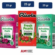RICOLA CHEWY CANDY 25 GRAM BLACKCURRANT/STRAWBERRY/SPEARMINT - PERMEN