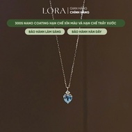 Dây Chuyền Nữ Bạc Ý S925 LORA Blue Heart Mạ Vàng Hồng Lấp Lánh May Mắn