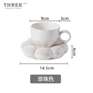 ชุดแก้วกาแฟเซรามิก Tlife Poached ความสวยงามระดับพรีเมียมพร้อมจานรอง ชุดเครื่องดื่ม ลายดอกไม้ สไตล์ยุ