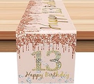 Happy 13th Birthday Table Runner, 13th Birthday Kitchen Dining Table Decoration for Girls, 13th Birt