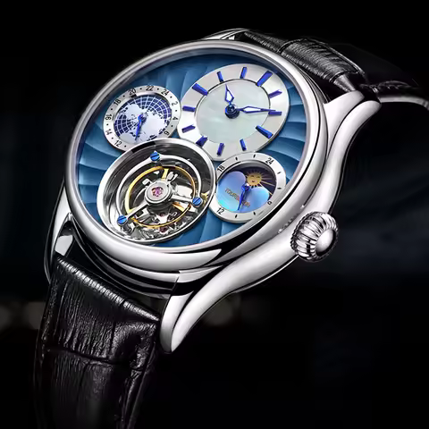 AESOP 100% Real Tourbillon Mechanical Movement Watch Men Wrist Mens Watches Top Brand Luxury Skeleto