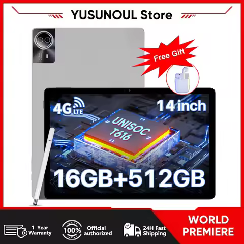 【New】Yusunoul GT140 Android 14 Tablet 14" 2.5K 60Hz High Refresh 16GB+512GB UNISOC T616 12900mAh Bat