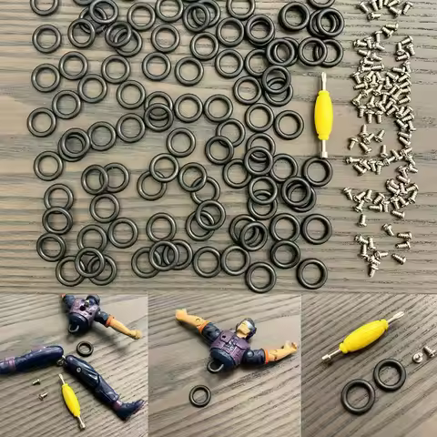 Lot 200pcs GI Joe Cobra Action Force Replacement O-RINGS Waist Bands & 200 pcs Screws & Spanner Acce