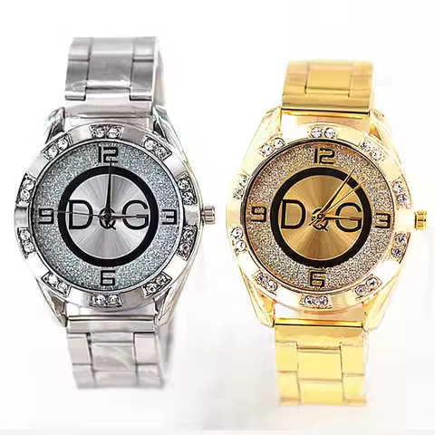 Fashion Luxury Brand Watch DQG Crystal Quartz Female Watch Gold Silver Stainless Steel Ladies Dress 