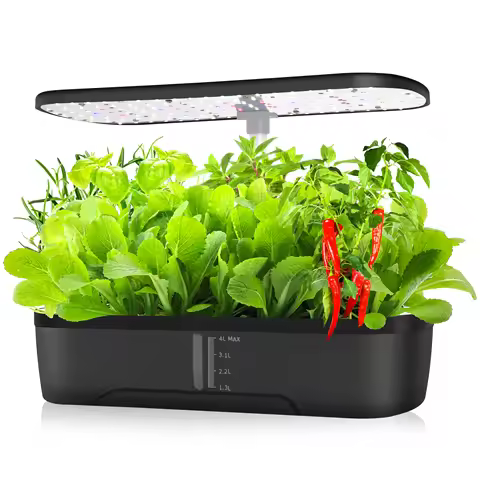 12 Pods Hydroponics Growing System, Herb Garden Kit Indoor Adjustable Height with Automatic Timer 20