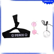 [NANA] Hippy 60s 70s Headband Glasses Peace Necklace Fancy Dress Costume Accessory