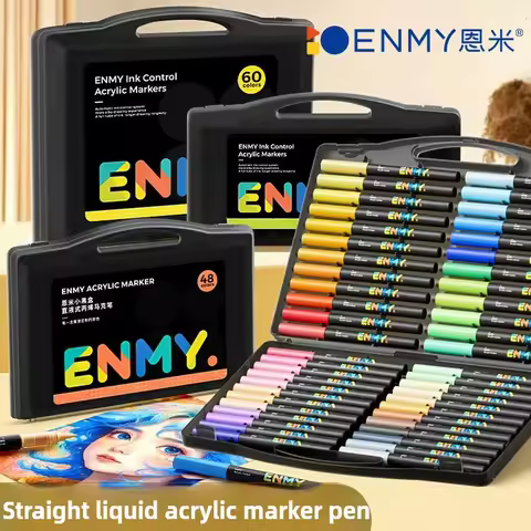 ENMY Black box Direct Liquid acrylic markers with paper 24-80 colors soft head colorful painting pen