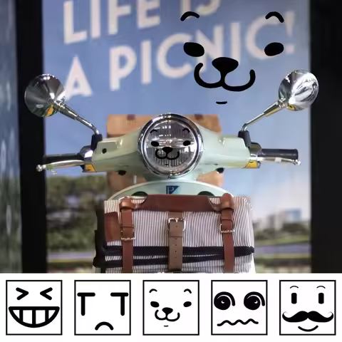 Facial Expression Motorcycle Headlight Stickers Car Headlamp Decals For GTS GTV LT PX 125 50 250 300