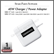 ( 1 YEAR WARRANTY ) 45W Power Adapter / Charger for A1370 A1369 MBA Air 11-inch 13-inch 2008 2009 20