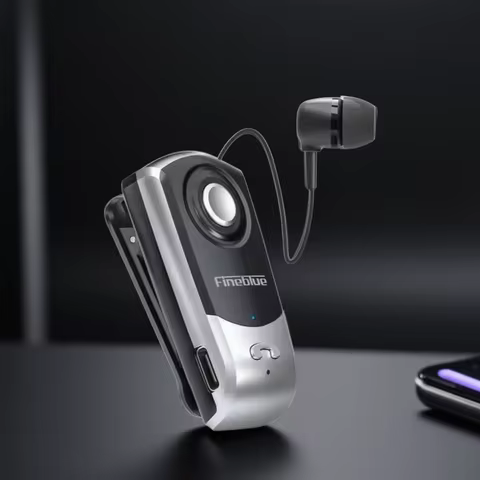 Fineblue F960 Wireless Bluetooth Headset Ears in Lotus with Wire Clip Handsfree Retractable Headphon