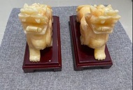 黃玉招財貔貅 風水擺設一對