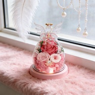 Eternal Flower Roses Bouquet Angel Glass Flower Cover Of Affection Symbol Everlasting Q9e5