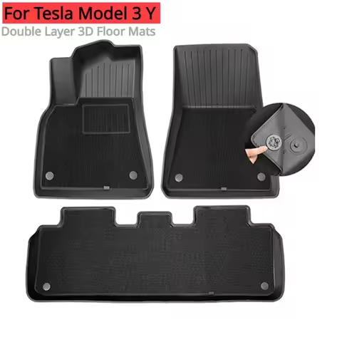 Car Floor Mats For Tesla Model 3 Y Accessories Double Layer 3D TPE Menis Carpet Velvet Waterproof Ca