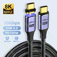 USB4.0 20Gbps Magnetic Cable PD 100W 5A Fast Charging USB Type C to Type C 8K@60Hz Thunderbolt 3 Dat