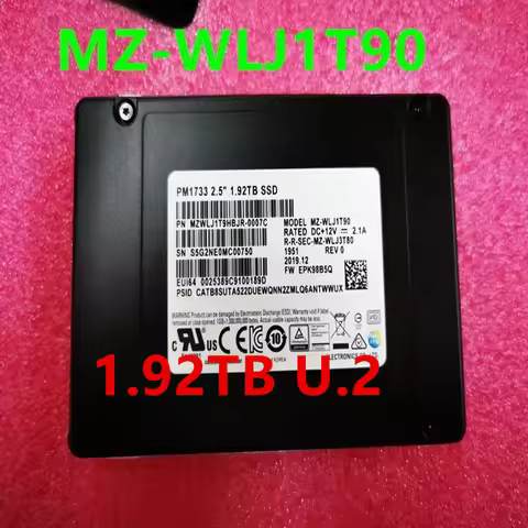 90%-95% New Original Solid State Drive For S-G PM1733 1.92TB U.2 MZ-WLJ1T90 2.5" SSD