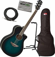 Yamaha APX600 OBB Thin Body Acoustic-Electric Guitar, Oriental Blue Burst w/Bag, Stand, Cloth, Cable