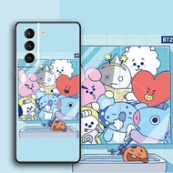 [Aimeidai] Samsung Case BT21 BTS Printed Liquid Silicone Phone Case Shockproof Protective Cover for Samsung S9/S10/S20/S21/S2 Series