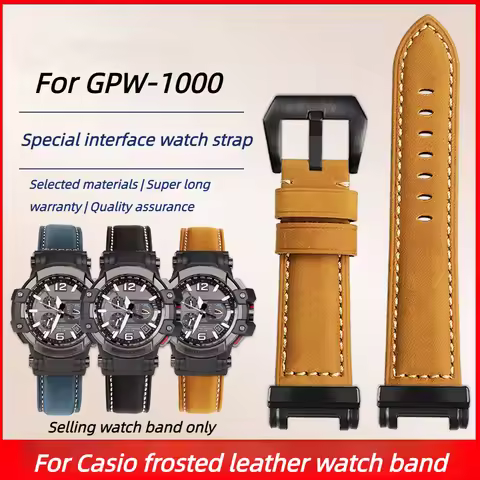 Retro Ltalian cowhide Strap For Casio G-SHOCK GPW-1000 gpw1000 Modified Matte Leather Watch band Men