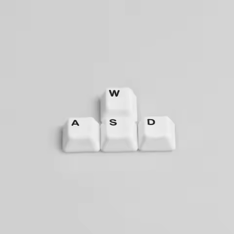 AttackFox Ceramic Keycap Original Factory Height White Engraved WASD Keys Custom Keycaps for Mechani