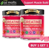 Ozmolts Creatine Monohydrate Gummies Gym Supplement Help Muscle Growth Strawberry 60 Gummies