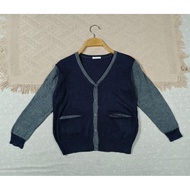 Gusize 120 Age 4-6 Years Height 110 To 120 cm Two-Tone Cardigan Navy Blue + Gray Bust 32 Length 20 I