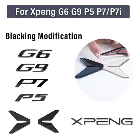 For Xpeng G9 G6 P7i P5 G3i P7 Xiaopeng Black Badge Front Rear Badge Blackened Modification Accessori