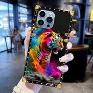 3G 5G Luxury Fashion Tiger Pattern Square Shockproof Phone Case Cover