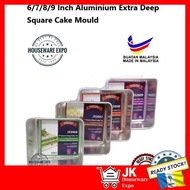 Aluminium Extra Deep Square Cake Mould 6/7/8/9 Inch Loyang Segi Empat Kek Tin Square Cake Tin alumin